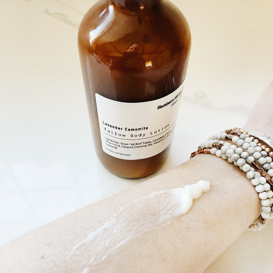 Example of creamy lotion on skin